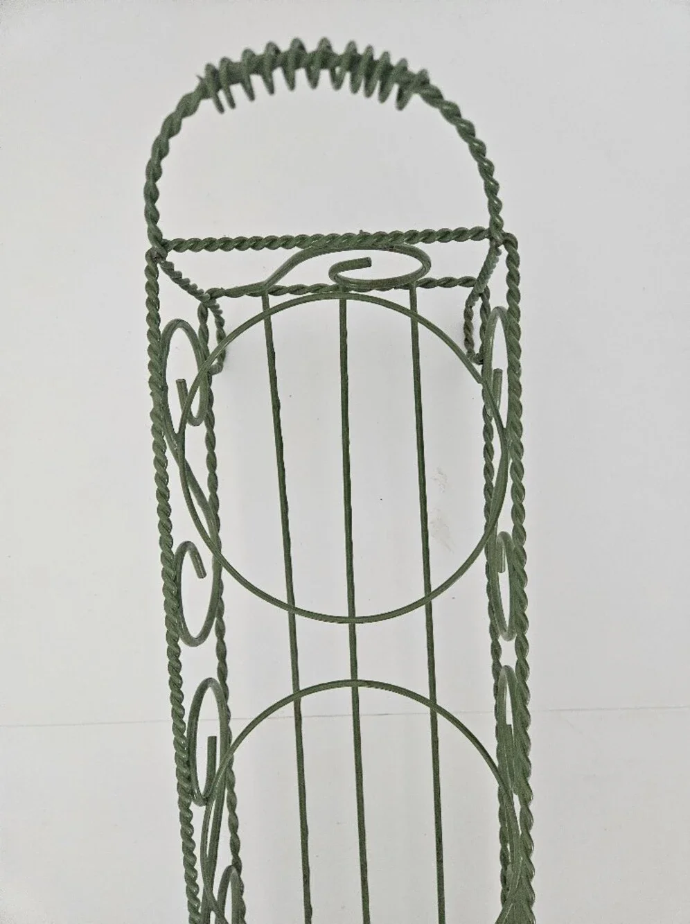 VTG Green Coated French Wire 3-Pot / Jar Plant Holder | SZ 19